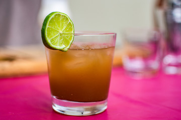 cocktail with lemon and mint