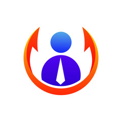 Worker With Arrow Shape Logo Design