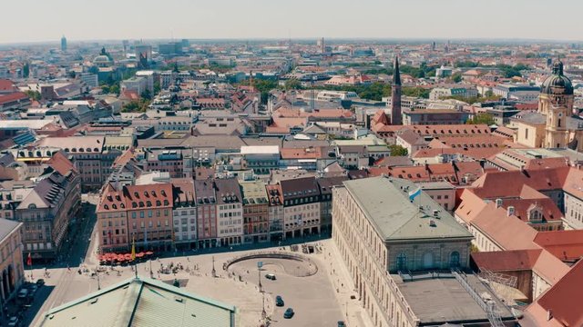 aerial city view of the inner downtown of Munich, Bavaria, Germany