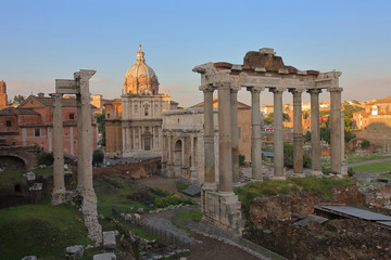 Fototapeta na wymiar Roman Forum at sunset, Rome, Italy