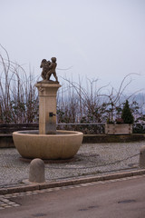 water fountain on top of hill in stuttgart
