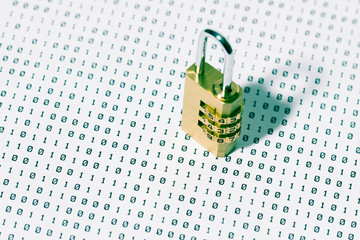 Password lock and binary code, technology network security