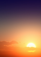 epic sunset in the clear sky with few clouds 