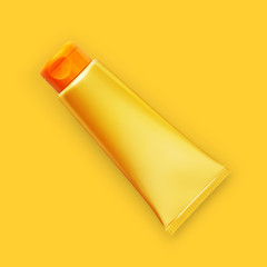 syellow and orange unscreen tube isolated on yellow background, top view