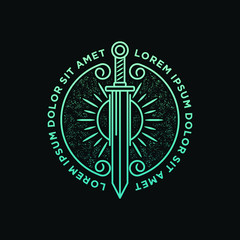 Sword and sun light logo design