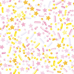 Sprinkle Cupcake Donut Topping. Seamless Pattern 