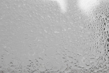 water drop on glass with backdrop blurred. dark tone