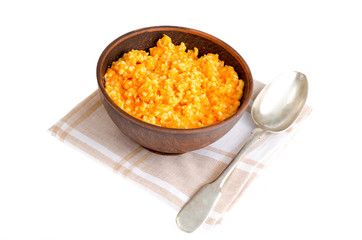 Dish of pumpkin and rice cereals, diet porridge. 