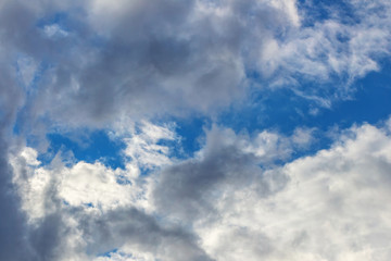 Blue sky is covered with white clouds