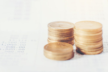 Coins for finance and banking on digital stock market financial exchange and Trading graph