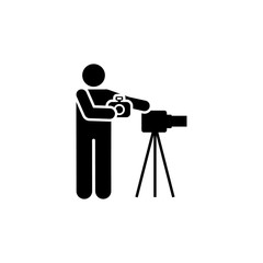 Man, photo, camera, tripod pictogram icon. Element of photographer pictogram icon