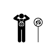 Photography, camera, no, angry pictogram icon. Element of photographer pictogram icon