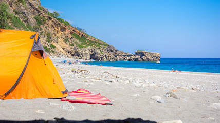 Famous beach and village of Sougia in South west Crete, in the region of Chania.