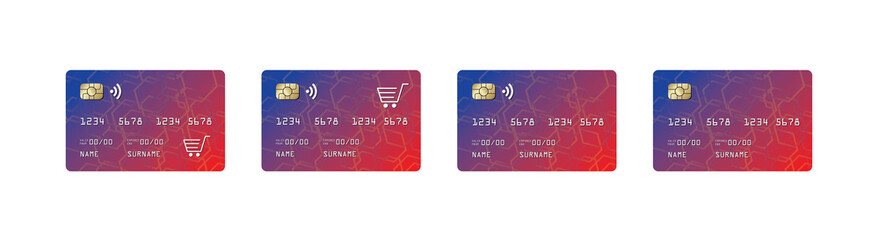 Realistic Vector Illustration Set of Credit Card on White Background. EPS file