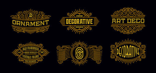 Art Deco Badges Modern Minimalism Line Art Ornament Frame Decorative Old Fashioned Graphic Design Element