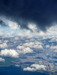 Aerial view of Istanbul city asian side with cloudy sky in Turkey