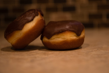 Donuts with chocolate icing
