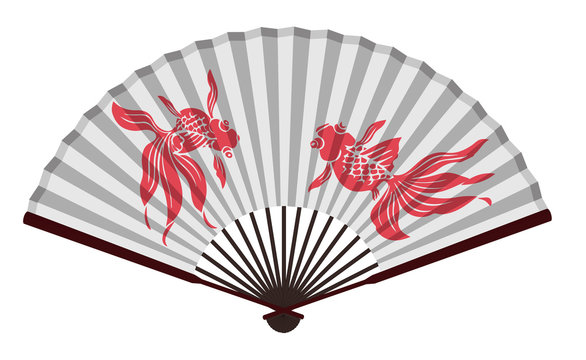 Ancient Chinese Fan with Goldfish