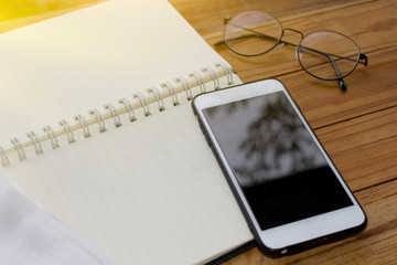 Mobile Smart phone on wood table