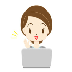 パソコン作業をする女性のイラスト