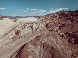 Furnace creek Death Valley seen from above with a blue sky