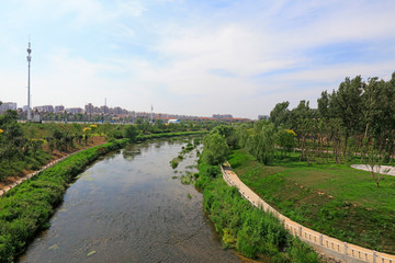 natural scenery of the river is in an address Park