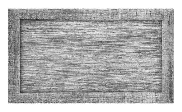 Gray wood sign or wood frame isolated on white