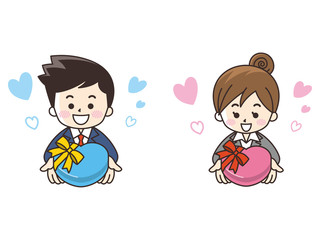 プレゼントを渡すビジネスマン