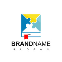 Puzzle Book Logo Design Vector