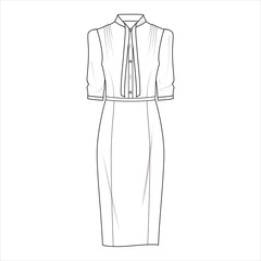 DRESS fashion flat sketch template