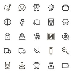 Global delivery line icon set