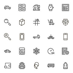 Global delivery line icon set