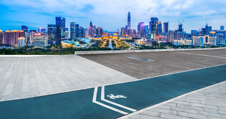 Urban skyscrapers with Architecture  Plaza and floor tiles