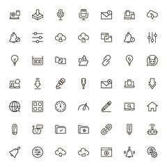 Mobile communicaton line icon set