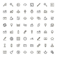 Mobile communicaton line icon set