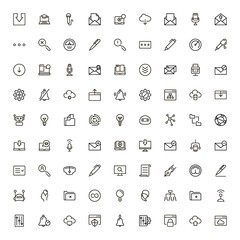 Mobile communicaton line icon set
