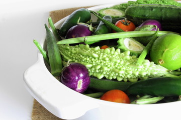 garden fresh mix vegetable in basket top view