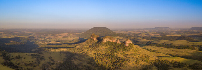 Panoramic with drone of Indian stone in the region of Botucatu. Interior of the state of São...