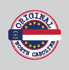 Vector Stamp for Original logo with text North Carolina and Tying in the middle with States Flag.