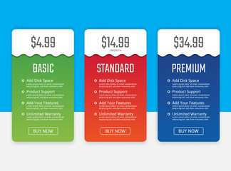 Pricing table in flat design style for your app's websites and applications.Hosting table banner.eps10 