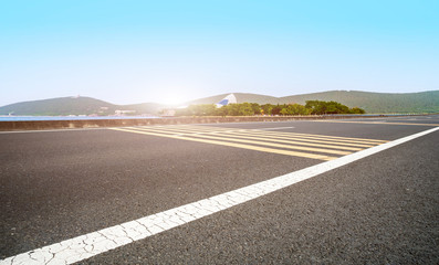 Empty Plaza Floor Bricks and Beautiful Natural Landscape