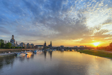 Fototapeta na wymiar Dresden Germany, sunset city skyline at Elbe River