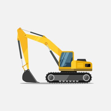 Excavator special machines for the construction work. vector illustration