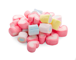 colorful marshmallows candy isolated on white background