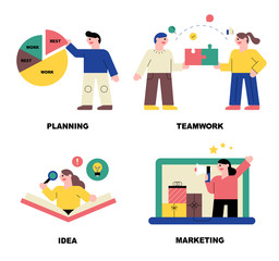 Small and cute business characters. Business concept designs.