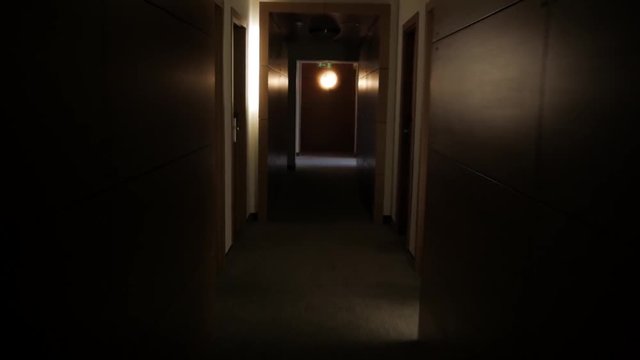 The POV of walking in empty hotel corridors.