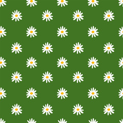 Floral seamless pattern. Chamomile. Vector flowers. Fashion print. Design for textile or clothes. Hand drawn repeating elements. Natural background