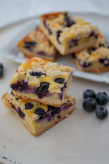 Home made blueberry pie with vanilla streusel