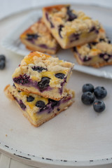 Home made blueberry pie with vanilla streusel