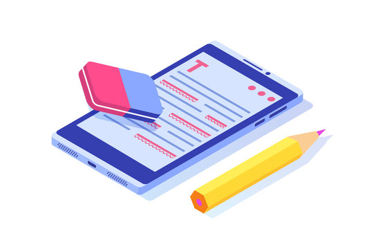 Editable online document. Creative writing and storytelling, copywriting . Online education, distant learning concept. Vector illustration.